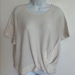 Umgee Ivory Textured Waffle Knit with Front Knot Top Size Medium